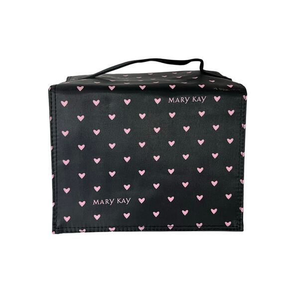 Mary Kay Roll-Up Travel Cosmetic Bag Black Pink Heart Print Hanging Organizer - Picture 1 of 16